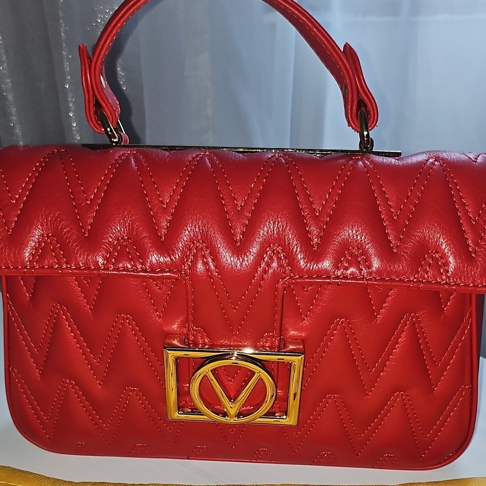 Valentino Red Mini Quilted Bag with Gold Hardware